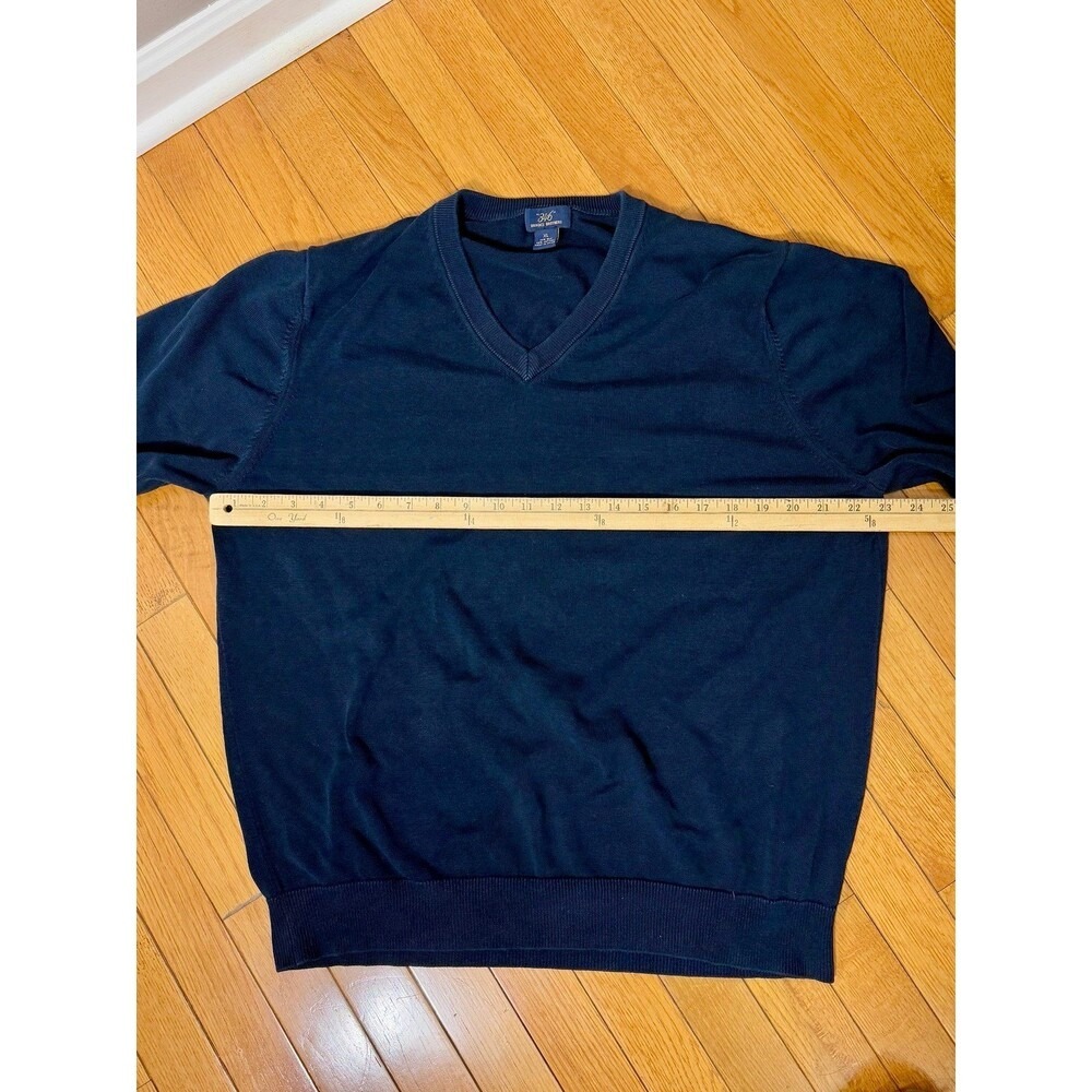 Brooks‎ Brothers 346 Men's V Neck Sweater XL Navy Silk Cotton Blend - Picture 3 of 6